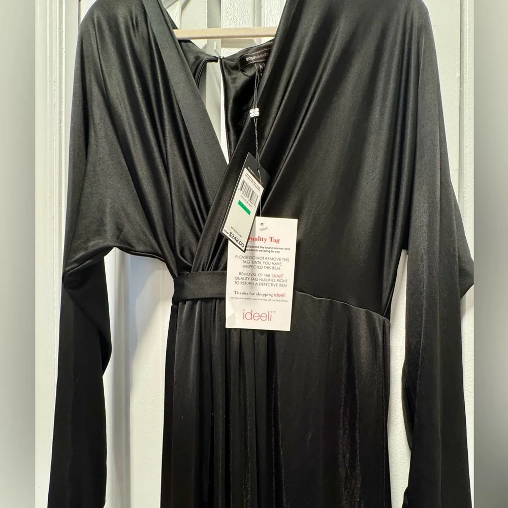 BCBG Stretchy Black Long Sleeve Maxi Gown with Sleeves - Picture 2 of 3